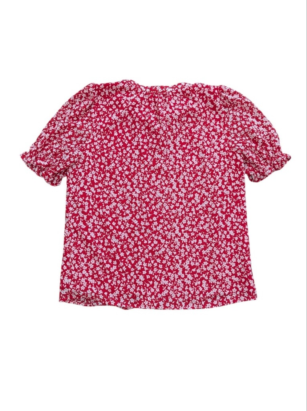 J. Crew Factory Red and White Floral Button-Front Blouse - Picture 3 of 3